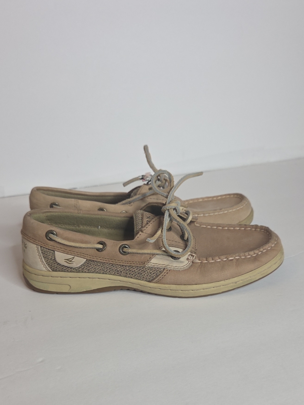 Sperry Tan and Beige Two-Tone Leather Boat Shoes